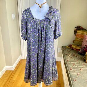 Anthropologie Essential Antwerp Dress Silk Gray Purple Gold Metallic (6/36)